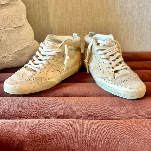 Golden Goose Cream High-Top Sneakers with Star - Picture 6 of 11